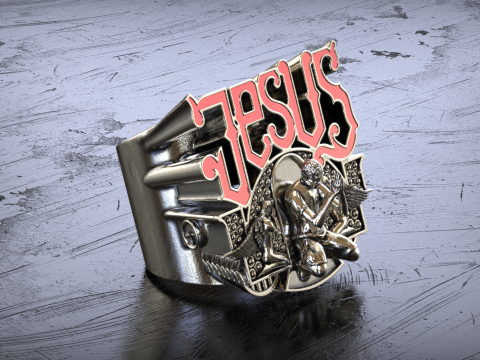 Jesus Praying Hands Signet Ring Modelo de Impressão 3D