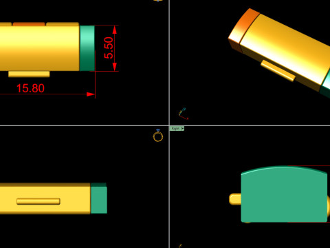 5 and half mm Plain Gold Lock Box for Jewelry Model do druku 3D