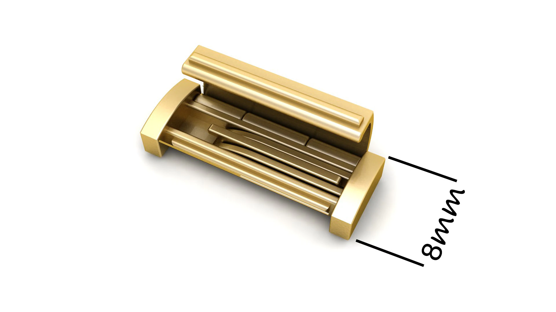 8 mm Plain Gold Lock Box 3D Print Model .c4d .max .obj .3ds .fbx .stl .blend 