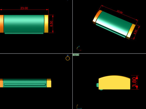 8 and half mm Plain Gold Lock Box Model do druku 3D