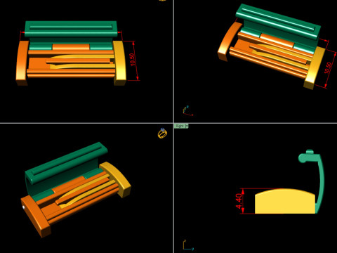 10 and half mm Plain Gold Lock Box for Jewelry 3D-printmodel