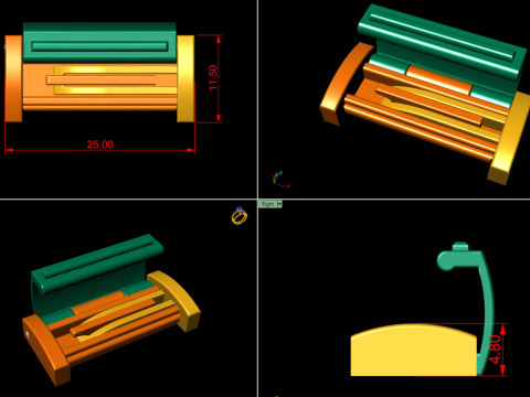 11 and half mm Plain Gold Lock Box for Jewelry 3Dプリントモデル