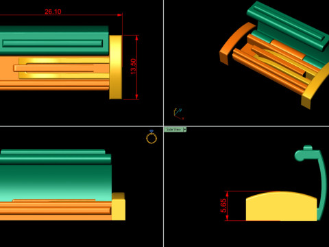 13 and half mm box Plain Gold Lock Box for Jewelry 3D Baskı Modeli