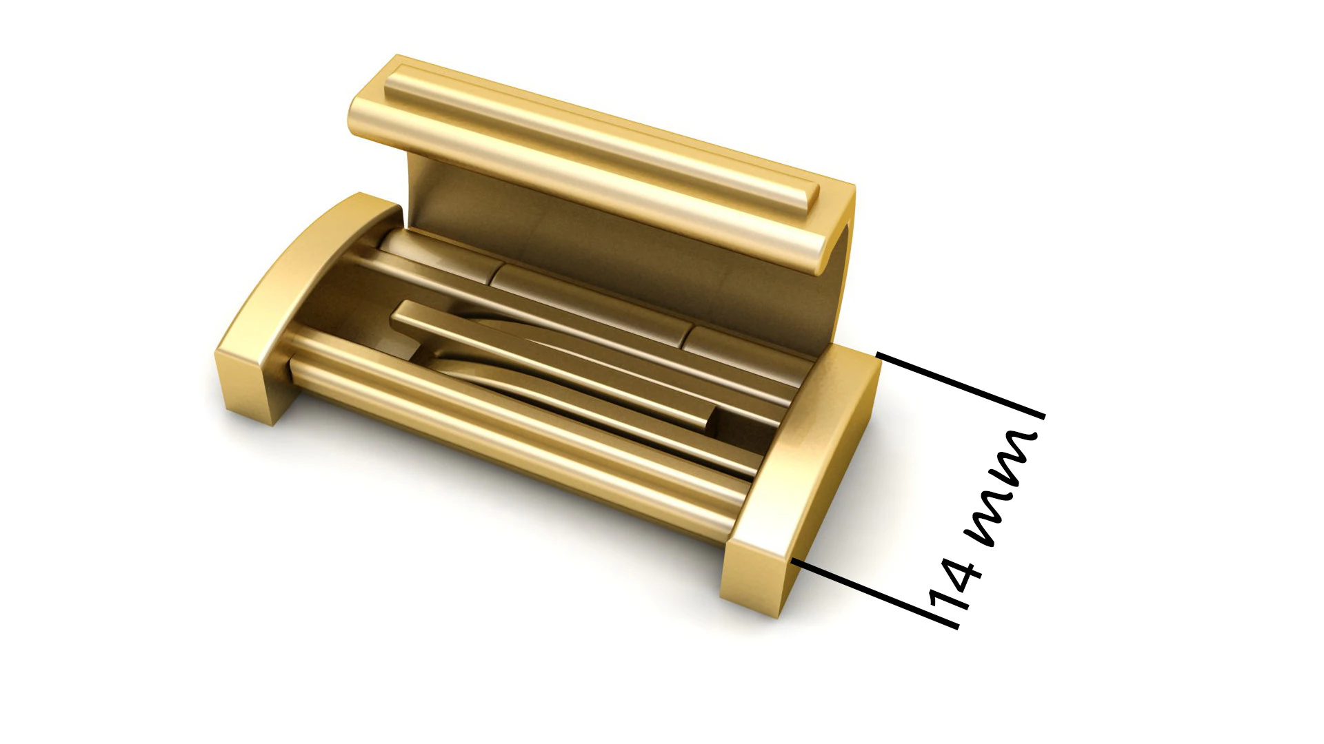 14 mm Plain Gold Lock Box for Jewelry 3D Print Model .c4d .max .obj .3ds .fbx .stl .blend 