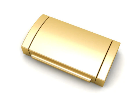 14 mm Plain Gold Lock Box for Jewelry 3D Print Model