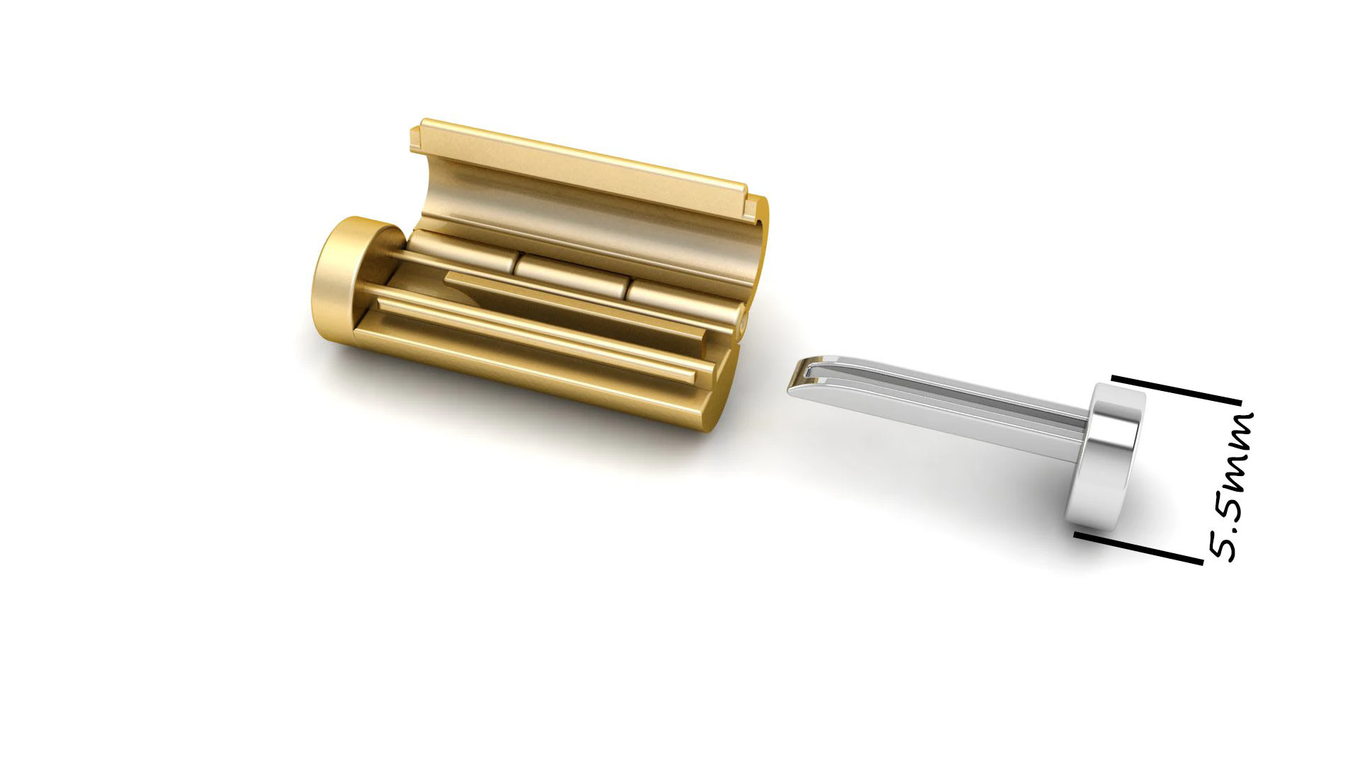 5.5 mm ラウンド プレーン ゴールド ロック ボックス チェーンとネックレス用 3Dプリントモデル .c4d .max .obj .3ds .fbx .stl .blend 