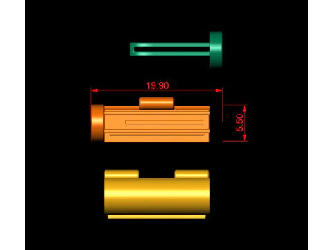 5.5 mm ラウンド プレーン ゴールド ロック ボックス チェーンとネックレス用 3Dプリントモデル