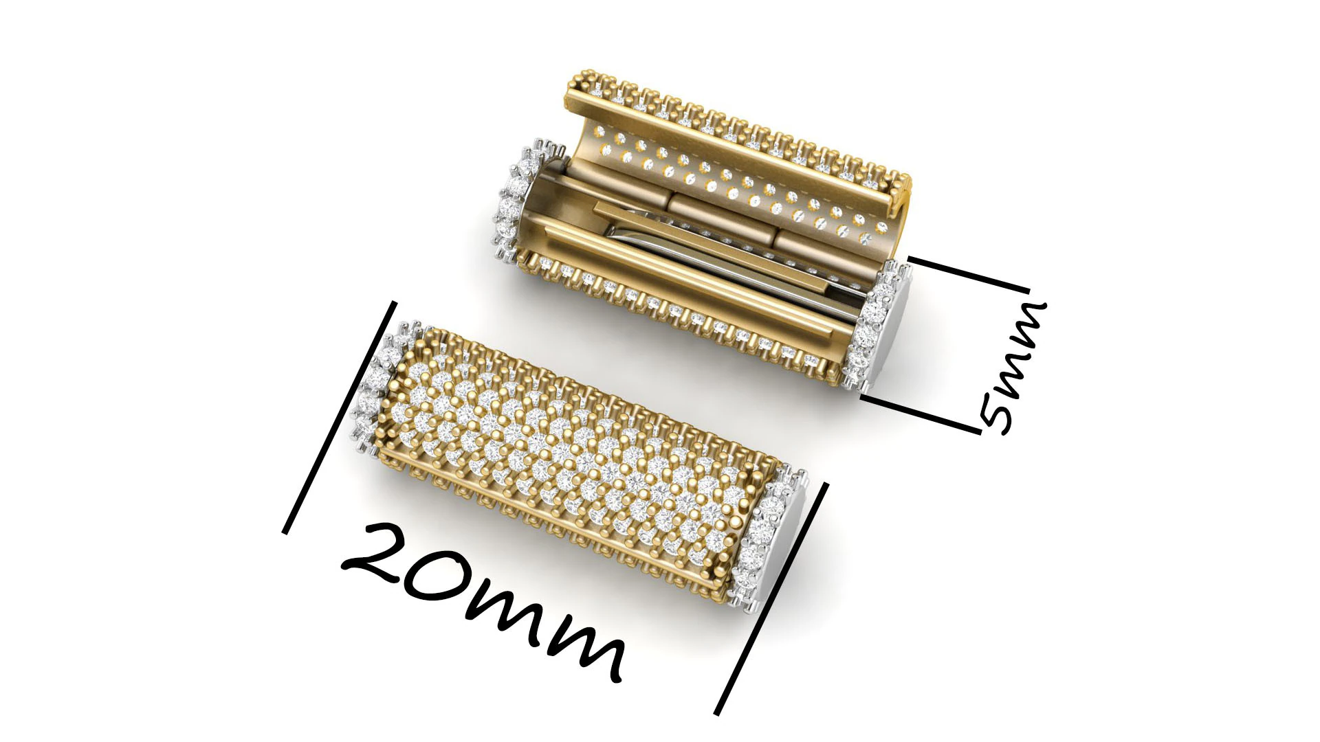 5 mm x 20mm Round Flip Diamond Lock Box for Chain and Necklace 3D Print Model .c4d .max .obj .3ds .fbx .stl .blend 