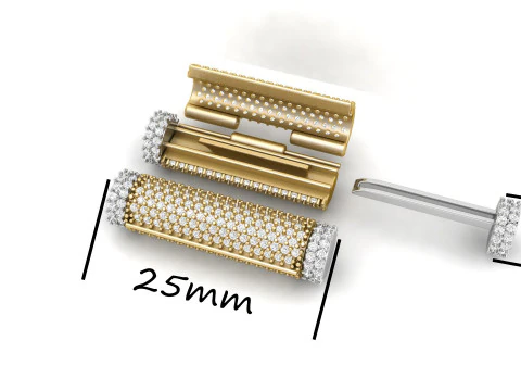 5 мм х 25 мм кругла коробка з алмазним замком для ланцюжка та намиста 3D Принт Модель