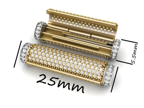 Caixa de bloqueio de diamante redonda com 5 mm e meio de comprimento para corrente e colar Modelo de Impressão 3D