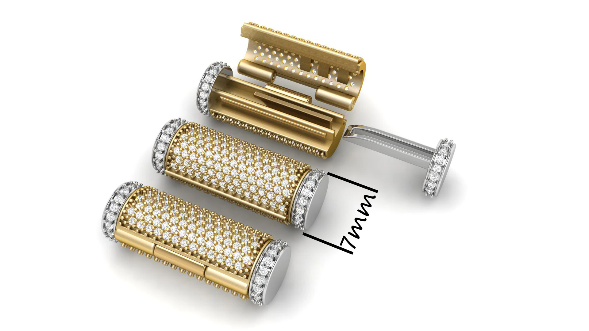 7mm Round Flip Diamond Lock Box for Chain and Necklace 3D Print Model .c4d .max .obj .3ds .fbx .stl .blend