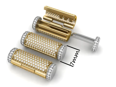 7mm ラウンド フリップ ダイヤモンド ロック ボックス チェーンとネックレス用 3Dプリントモデル