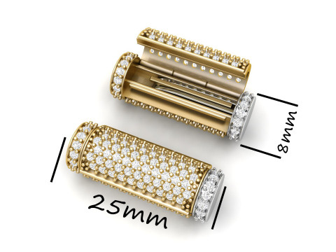 8 mm x 25 mm Round Flip Diamond Lock Box for Chain and Necklace 3D-printmodel