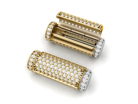 8 mm x 25 mm ラウンド フリップ ダイヤモンド ロック ボックス チェーンとネックレス用 3Dプリントモデル