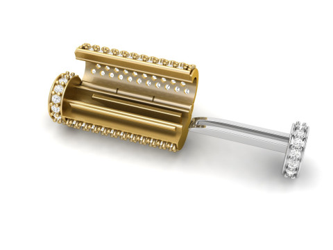 8 mm x 25 mm Round Flip Diamond Lock Box for Chain and Necklace 3Dプリントモデル