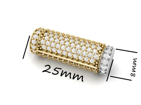 8 mm x 25 mm ラウンド フリップ ダイヤモンド ロック ボックス チェーンとネックレス用 3Dプリントモデル