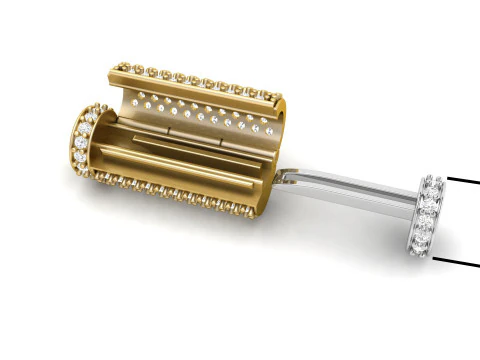8 mm x 25 mm ラウンド フリップ ダイヤモンド ロック ボックス チェーンとネックレス用 3Dプリントモデル