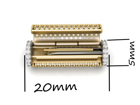 5 mm Round Bracelet Lock Box Combo of Plain and Diamond Modèles 3D en vedette