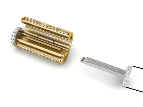5 mm Round Bracelet Lock Box Combo of Plain and Diamond Modèles 3D en vedette
