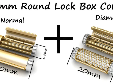 Combinação de caixa de bloqueio de pulseira redonda de 5 mm e meio Modelo de Impressão 3D