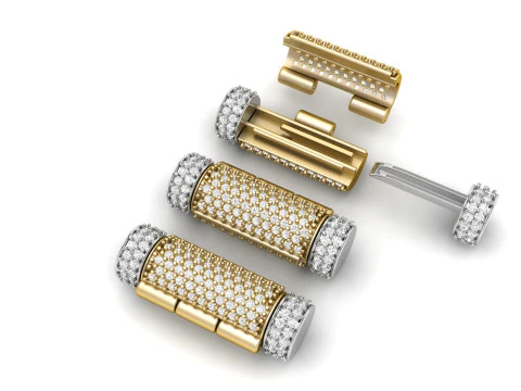 6 mm Round Bracelet Lock Box Combo of Plain and Diamond 3D Print Model