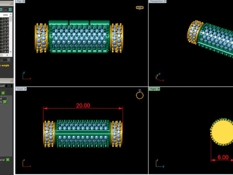 6 mm Round Bracelet Lock Box Combo of Plain and Diamond 3D Print Model