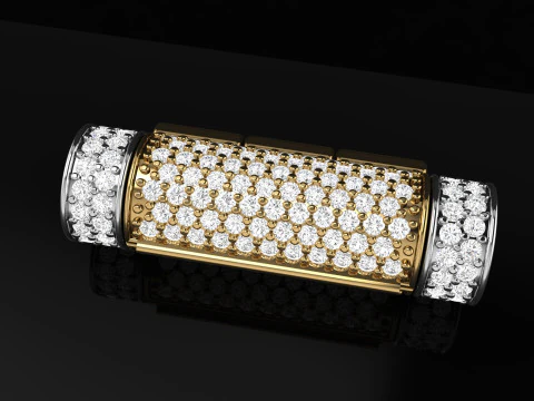6 mm Round Bracelet Lock Box Combo of Plain and Diamond 3D Print Model