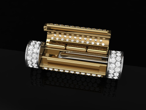 6 mm Round Bracelet Lock Box Combo of Plain and Diamond 3Dプリントモデル