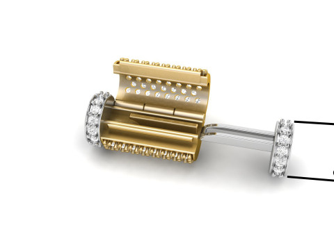 8 mm Round Bracelet Lock Box Combo of Plain and Diamond Modello di stampa 3D