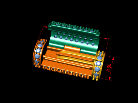 8 mm Round Bracelet Lock Box Combo of Plain and Diamond Modello di stampa 3D