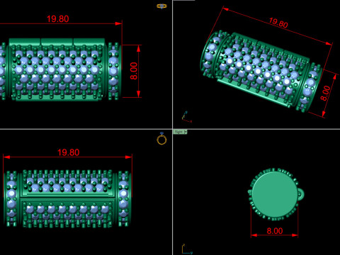 8 mm Round Bracelet Lock Box Combo of Plain and Diamond Modello di stampa 3D