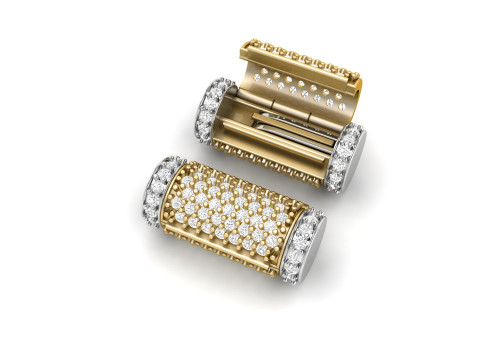 8 mm Round Bracelet Lock Box Combo of Plain and Diamond Modello di stampa 3D