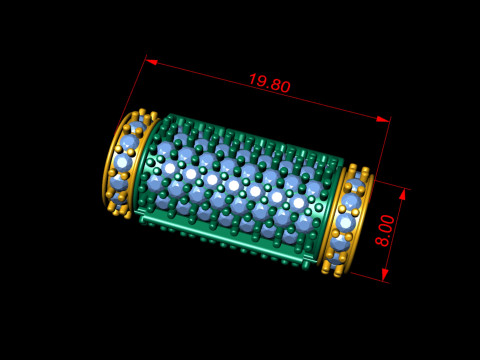8 mm Round Bracelet Lock Box Combo of Plain and Diamond Modello di stampa 3D