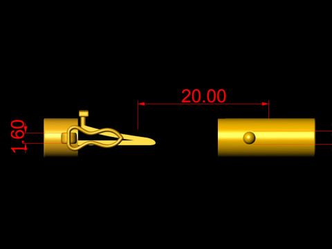 6mm Plain Gold Round Lock Type 2 3Dプリントモデル