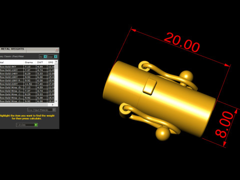 8mm Plain Gold Round Lock Type 2 3Dプリントモデル