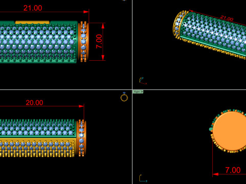 7 mm Round Bracelet Lock Box Combo of Plain and Diamond 3Dプリントモデル