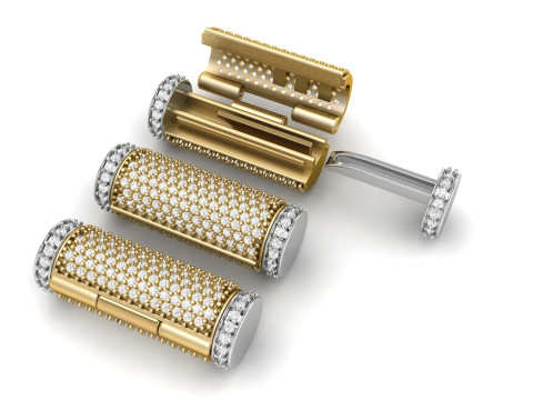 7 mm Round Bracelet Lock Box Combo of Plain and Diamond 3Dプリントモデル