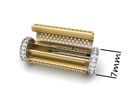 7 mm Round Bracelet Lock Box Combo of Plain and Diamond 3Dプリントモデル