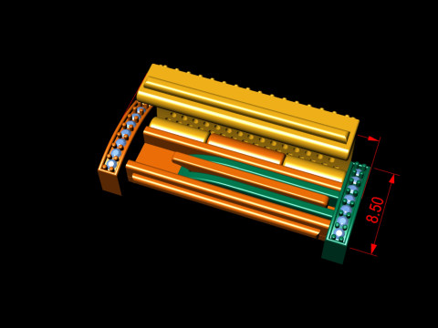 8 and half mm Rectangular Lock Box Combo of Plain and Diamond 3Dプリントモデル