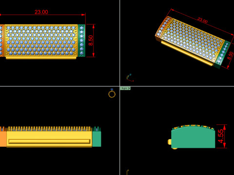 8 and half mm Rectangular Lock Box Combo of Plain and Diamond 3Dプリントモデル
