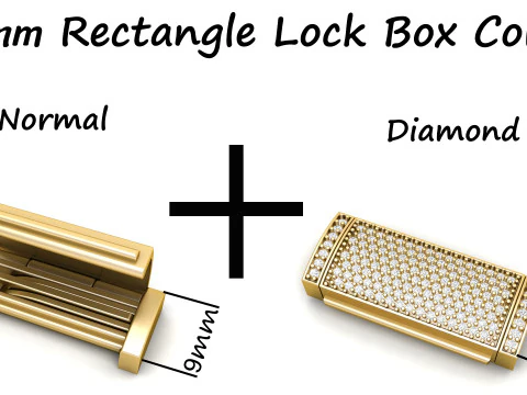 9 mm 長方形ロック ボックス プレーンとダイヤモンドの組み合わせ 3Dプリントモデル