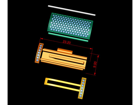 9 mm Rectangular Lock Box Combo of Plain and Diamond 3Dプリントモデル
