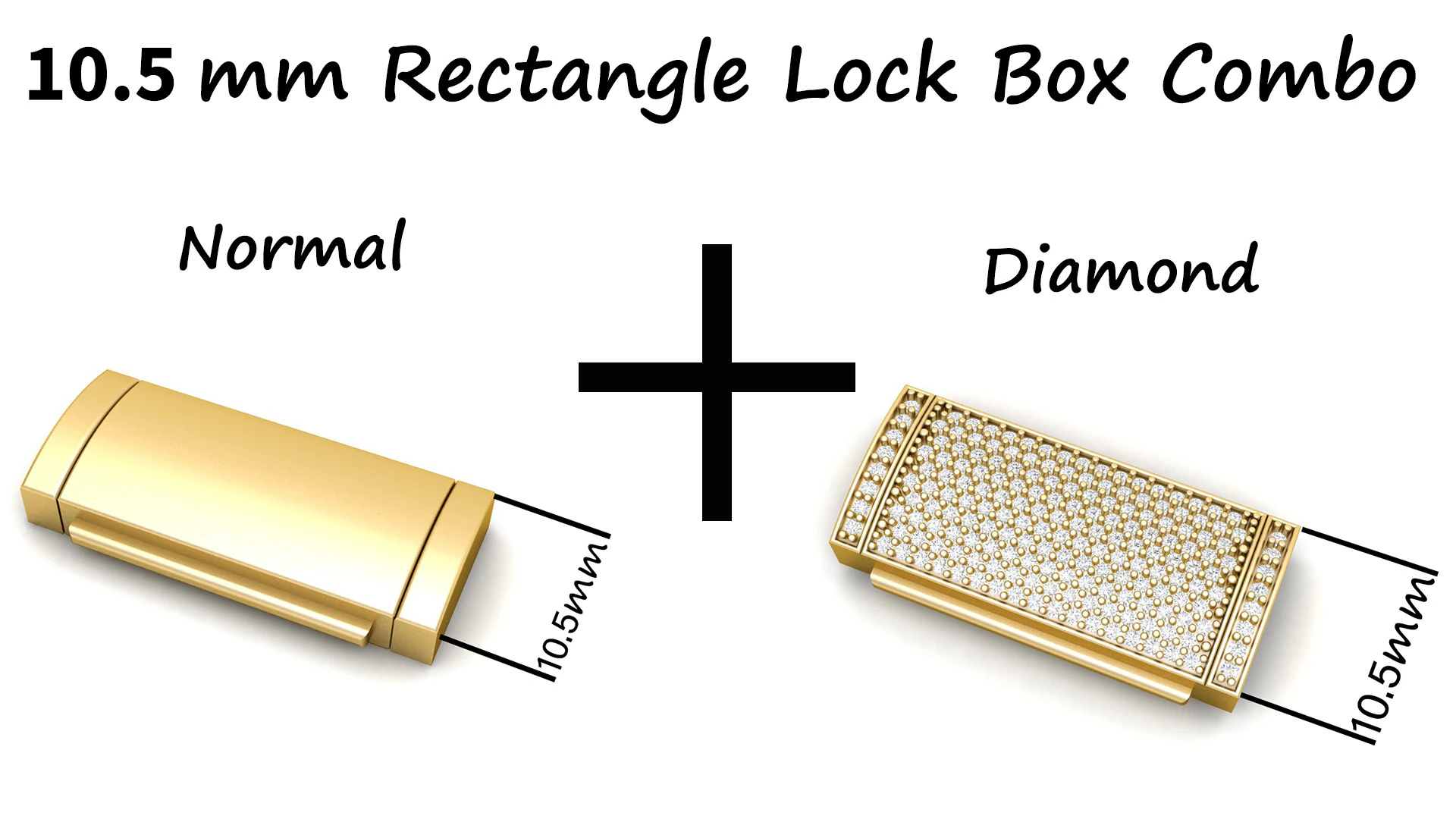 10 and half mm Rectangular Lock Box Combo of Plain and Diamond 3D Print Model .c4d .max .obj .3ds .fbx .stl .blend 