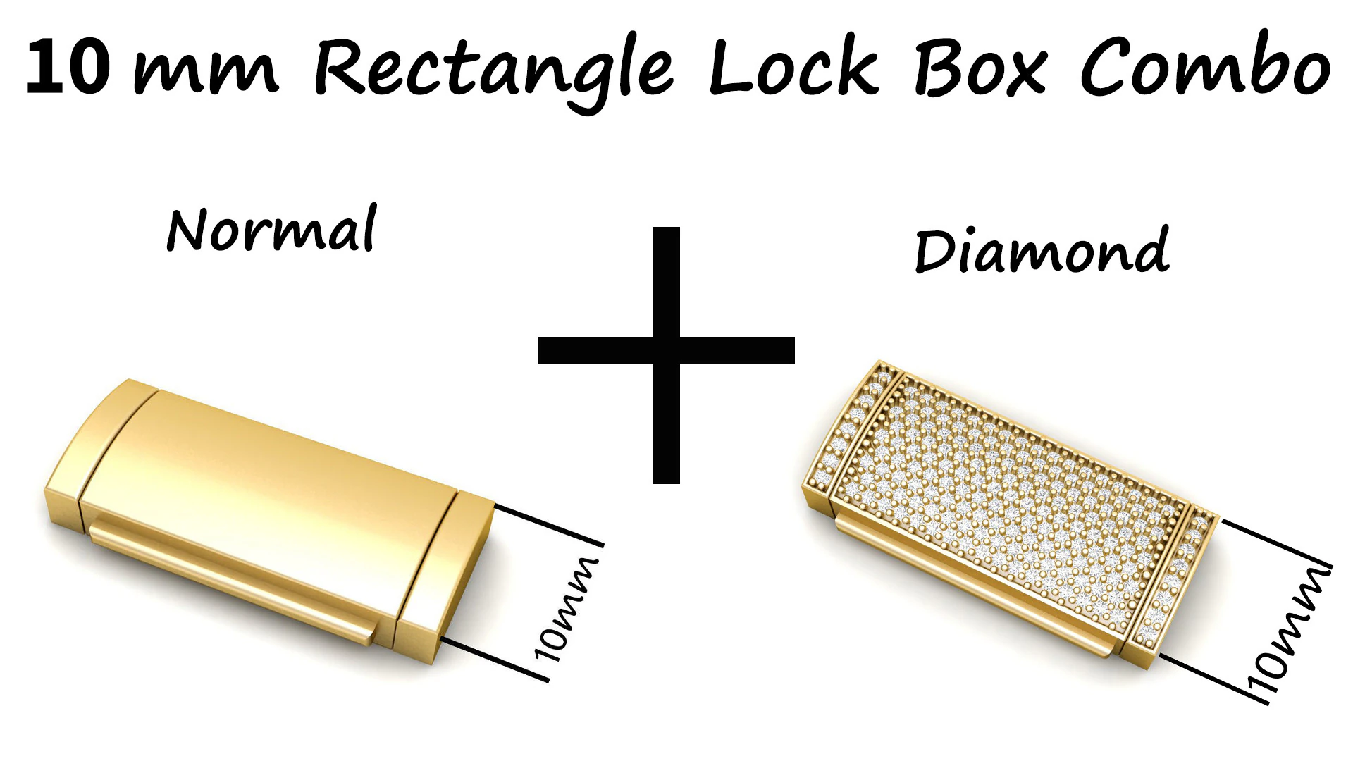 10 mm Rectangular Lock Box Combo of Plain and Diamond 3D Print Model .c4d .max .obj .3ds .fbx .stl .blend 