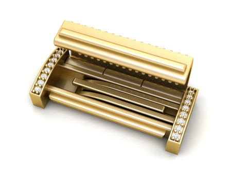 10 mm Rectangular Lock Box Combo of Plain and Diamond 3D Print Model