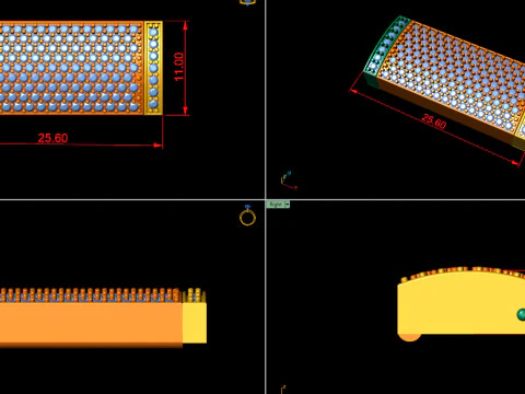 11 mm Rectangular Lock Box Combo of Plain and Diamond 3D Print Model