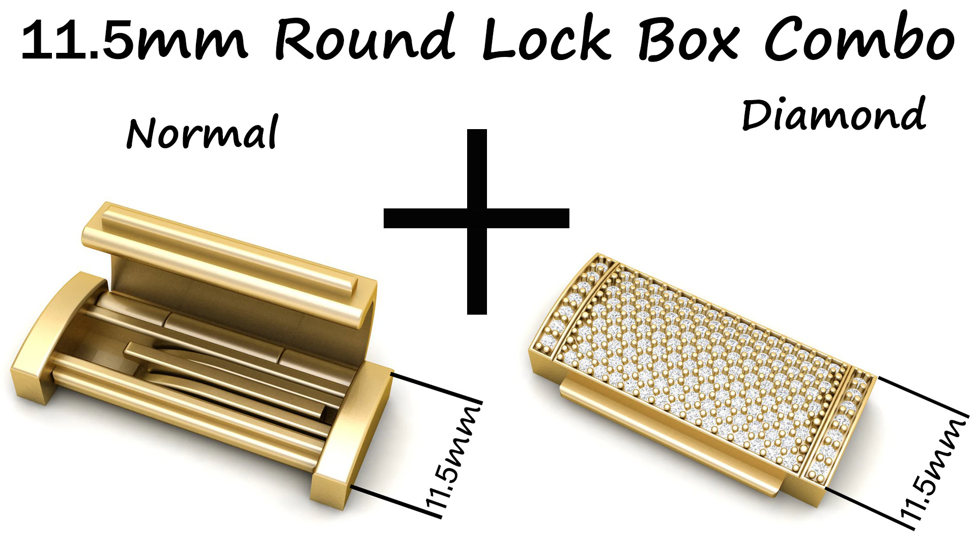 11 and half mm Rectangular Lock Box Combo of Plain and Diamond 3D Print Model .c4d .max .obj .3ds .fbx .stl .blend 