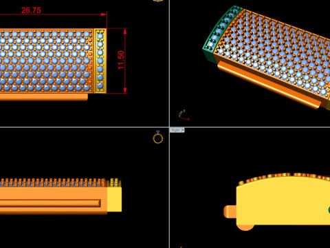 11 and half mm Rectangular Lock Box Combo of Plain and Diamond 3D प्रिंट मॉडल