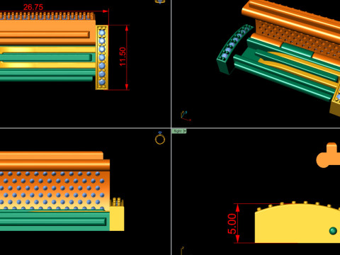 11 and half mm Rectangular Lock Box Combo of Plain and Diamond 3D प्रिंट मॉडल