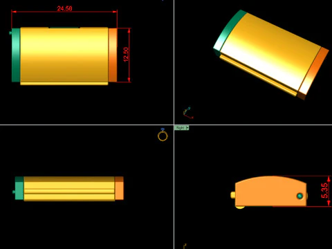 12.5 mm 長方形ロックボックス プレーンとダイヤモンドの組み合わせ 3Dプリントモデル